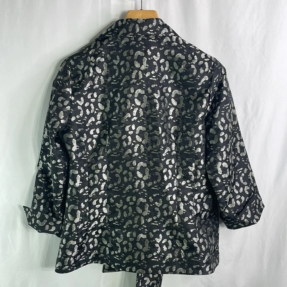 Mishca black, silver gray, tie front, elegant blouse jacket